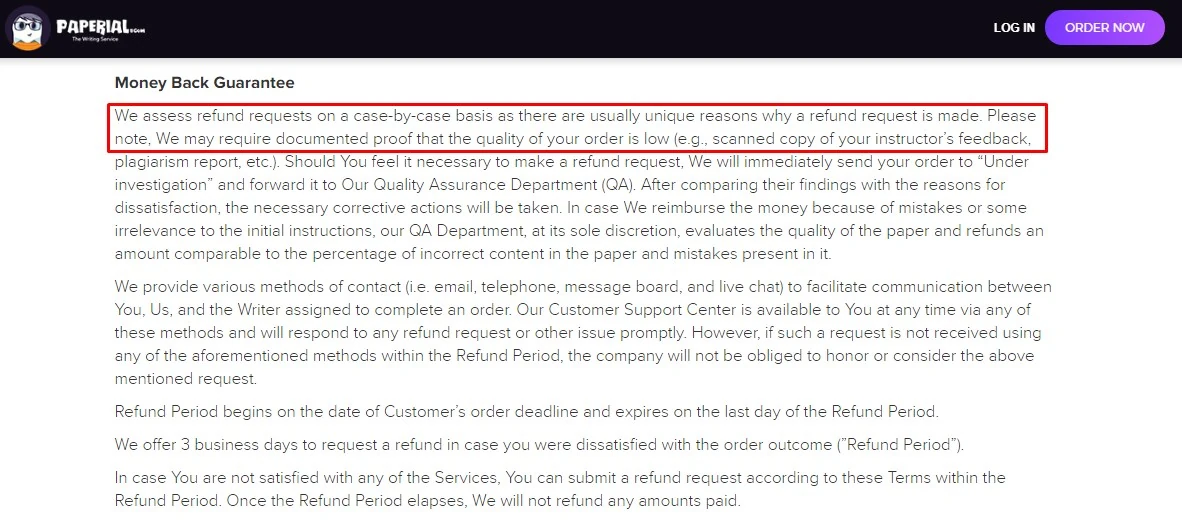 Paperial refund policy